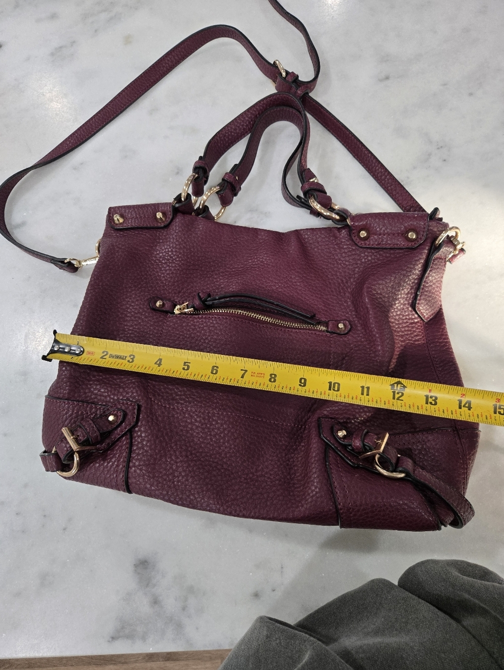 Urban Expressions Plum Pebbled Shoulder Bag with Gold Hardware - Picture 11 of 16
